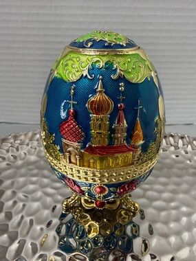 Vintage European Style Ornate Decorative Egg Toothpick Holder Trinkets Colorful